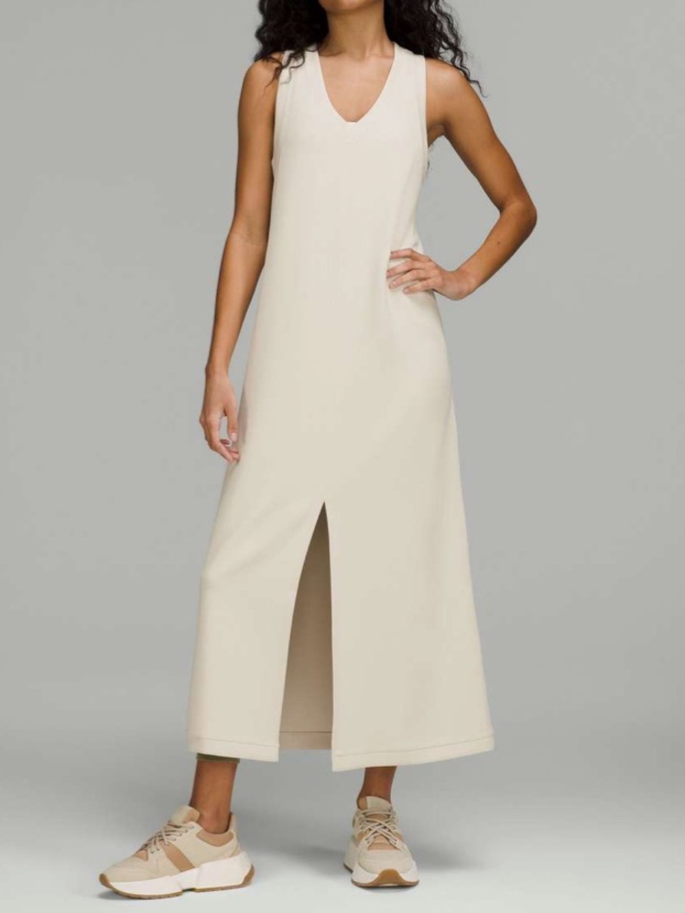 Lululemon Ease of It All V-Neck Midi Dress Size 4 White Opal